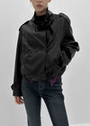 Harken High-neck Double-button Leather Jacket