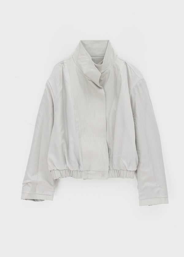 Harken High-neck Double-button Leather Jacket