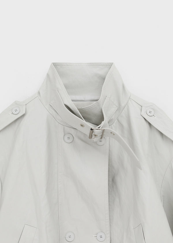 Harken High-neck Double-button Leather Jacket