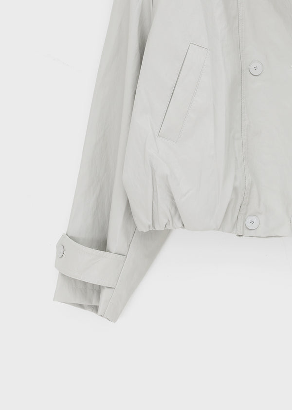 Harken High-neck Double-button Leather Jacket