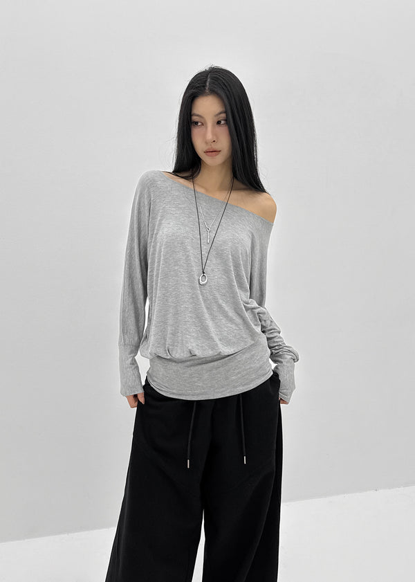 Pinko Drape Off-shoulder Long Sleeve Tee