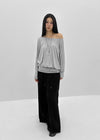 Pinko Drape Off-shoulder Long Sleeve Tee