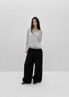 Pinko Drape Off-shoulder Long Sleeve Tee