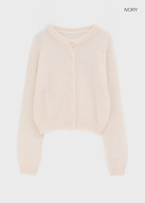 Neeson Hairy Round Wool Knit Cardigan