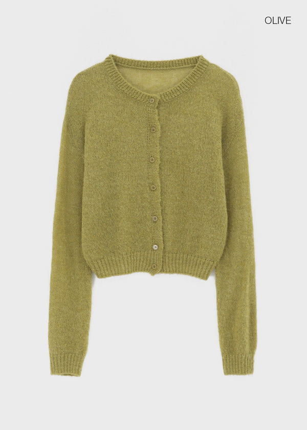 Neeson Hairy Round Wool Knit Cardigan