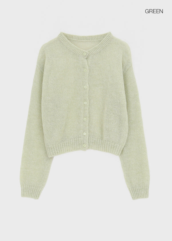 Neeson Hairy Round Wool Knit Cardigan