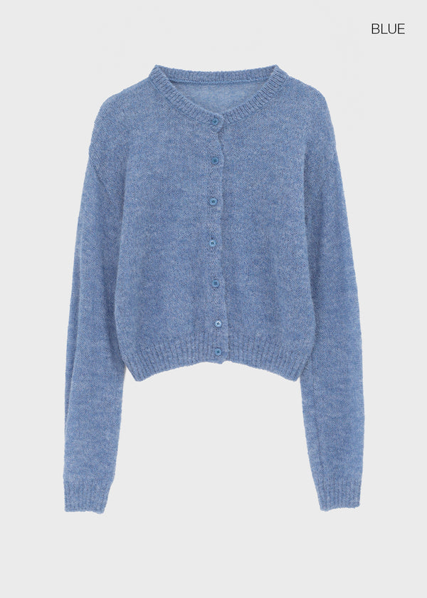 Neeson Hairy Round Wool Knit Cardigan