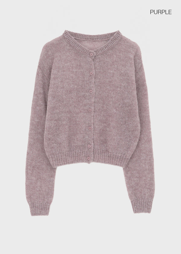 Neeson Hairy Round Wool Knit Cardigan