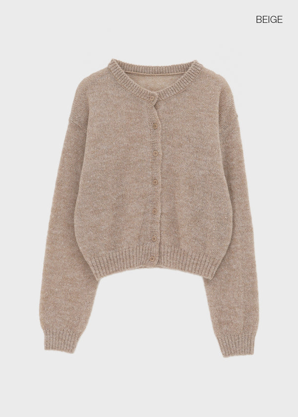 Neeson Hairy Round Wool Knit Cardigan