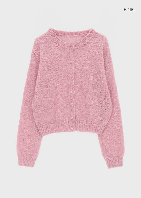 Neeson Hairy Round Wool Knit Cardigan