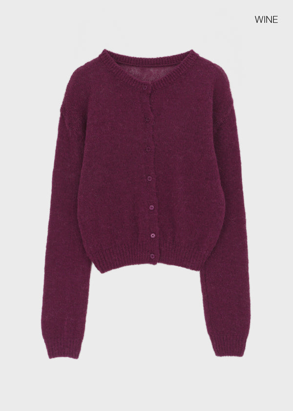 Neeson Hairy Round Wool Knit Cardigan