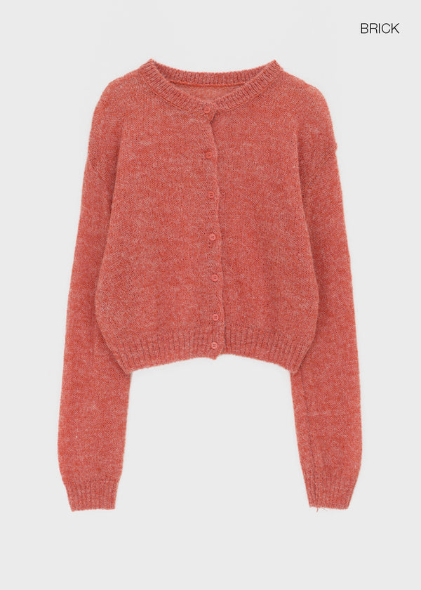 Neeson Hairy Round Wool Knit Cardigan