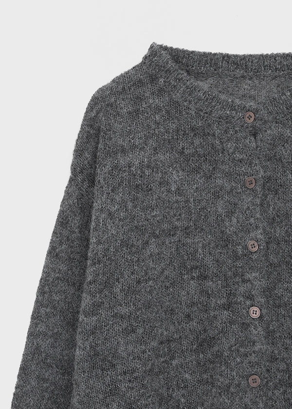 Neeson Hairy Round Wool Knit Cardigan