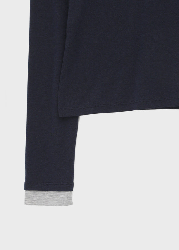 [MADE] Plindy Color-Block Slit Long Sleeve Top