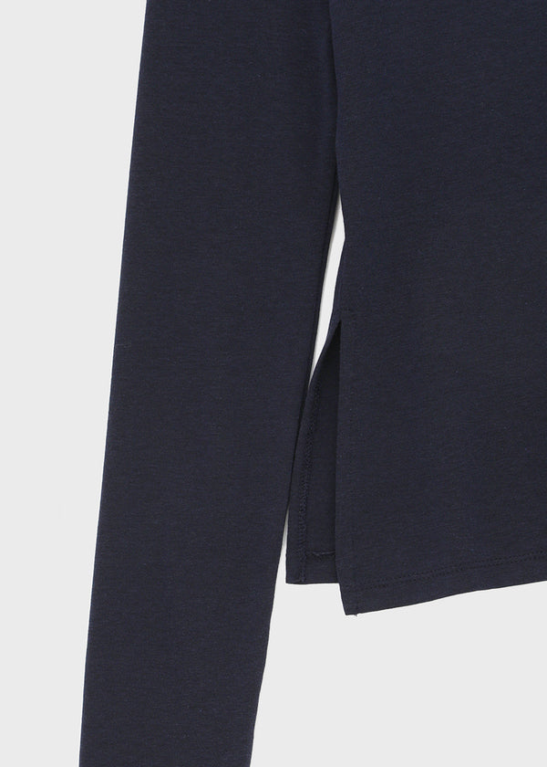 [MADE] Plindy Color-Block Slit Long Sleeve Top