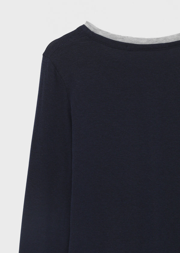 [MADE] Plindy Color-Block Slit Long Sleeve Top