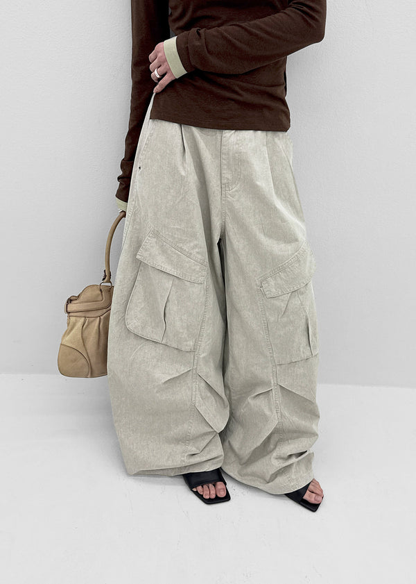 Tracu Washed Wide Cargo Pants