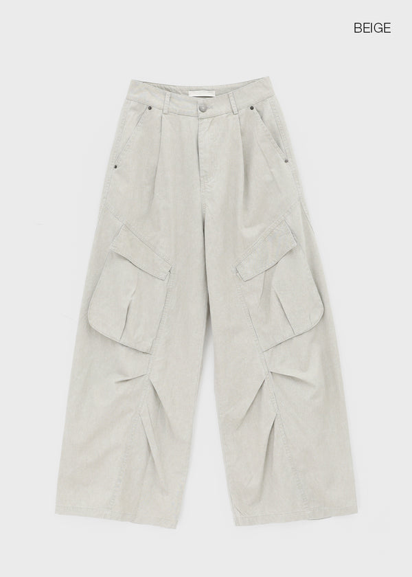 Tracu Washed Wide Cargo Pants
