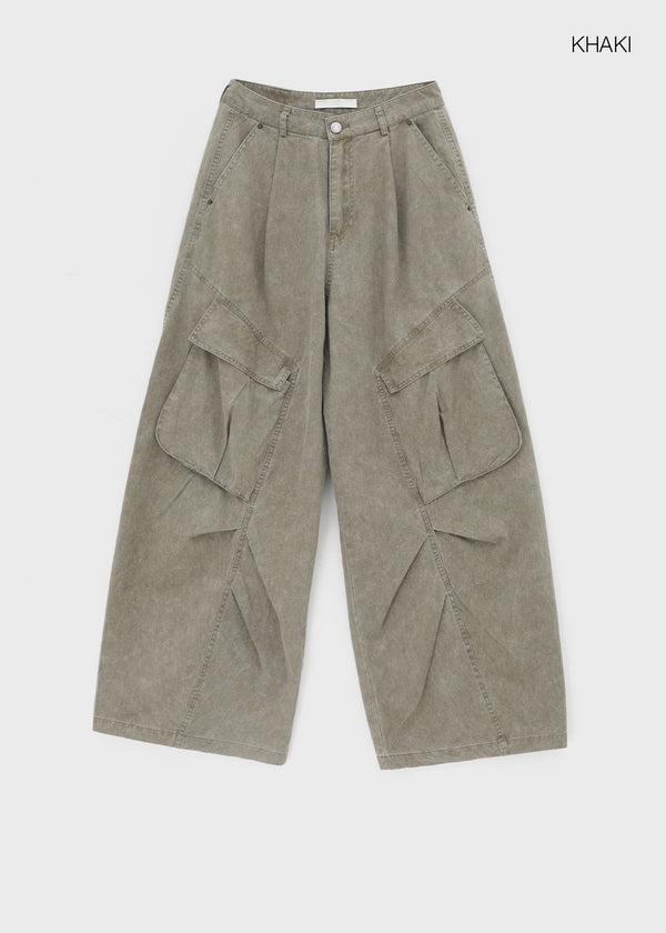 Tracu Washed Wide Cargo Pants