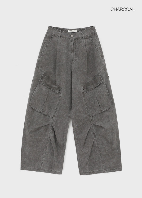 Tracu Washed Wide Cargo Pants