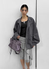 Canzel Folding Shirring Unbalanced Skirt Pants
