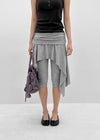 Canzel Folding Shirring Unbalanced Skirt Pants