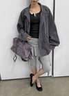 Canzel Folding Shirring Unbalanced Skirt Pants