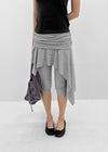 Canzel Folding Shirring Unbalanced Skirt Pants