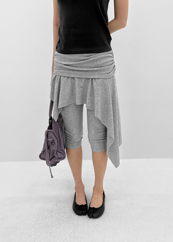 Canzel Folding Shirring Unbalanced Skirt Pants