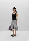 Canzel Folding Shirring Unbalanced Skirt Pants