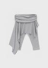 Canzel Folding Shirring Unbalanced Skirt Pants