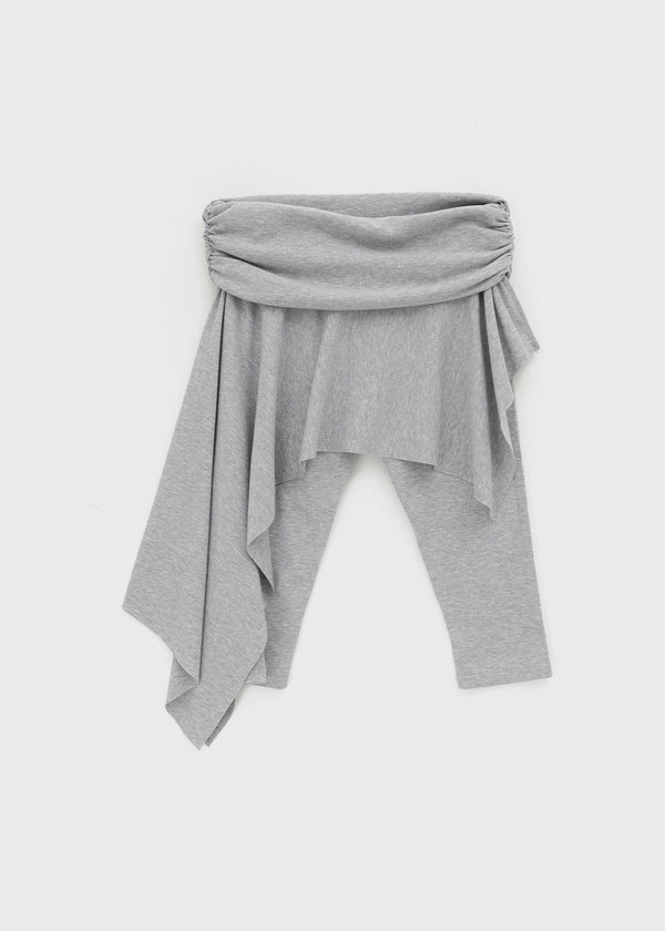 Canzel Folding Shirring Unbalanced Skirt Pants