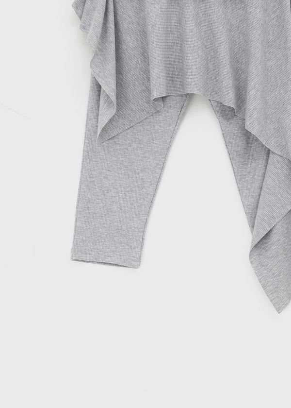 Canzel Folding Shirring Unbalanced Skirt Pants