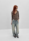 The Bellit Frill V-neck 3/4 Sleeve T-Shirt