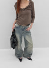 The Bellit Frill V-neck 3/4 Sleeve T-Shirt