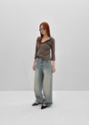 The Bellit Frill V-neck 3/4 Sleeve T-Shirt
