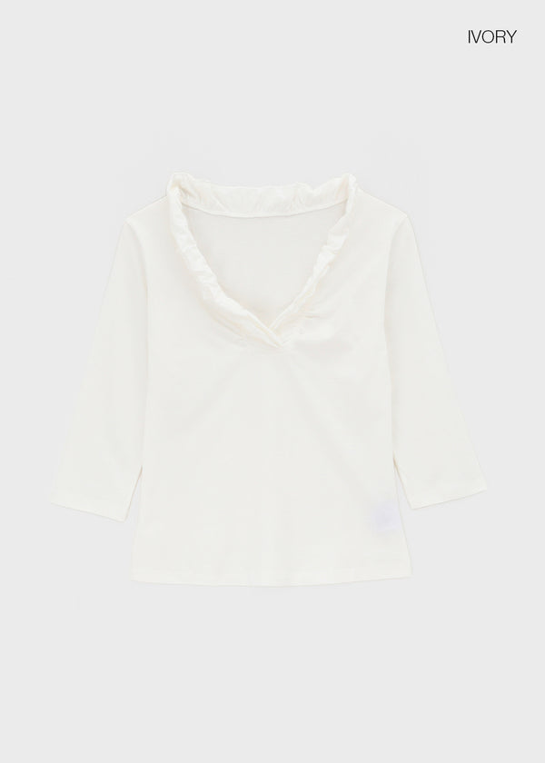 The Bellit Frill V-neck 3/4 Sleeve T-Shirt