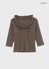 The Bellit Frill V-neck 3/4 Sleeve T-Shirt