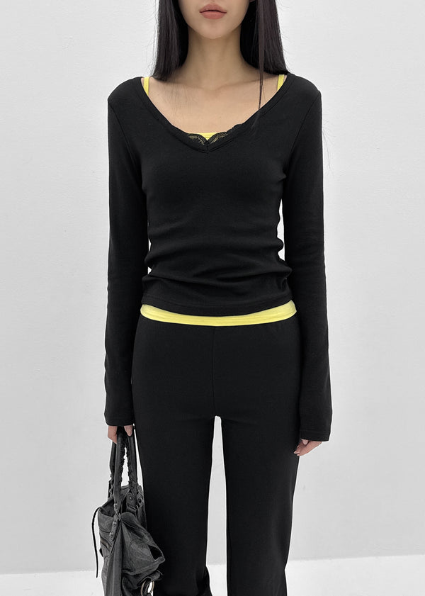 [MADE] Rosella Lace V-Neck Long Sleeve Top