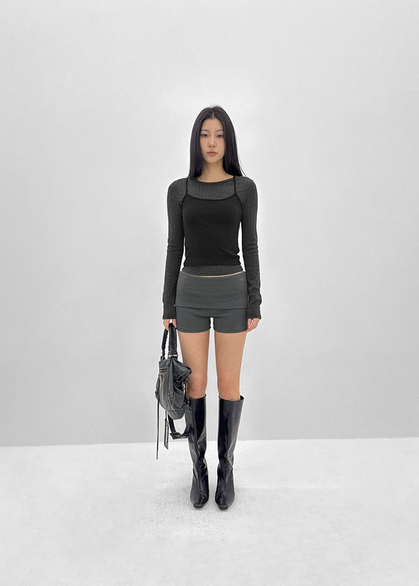 [MADE] Fluffy Layered Ribbed Sleeveless Top (Set Available)