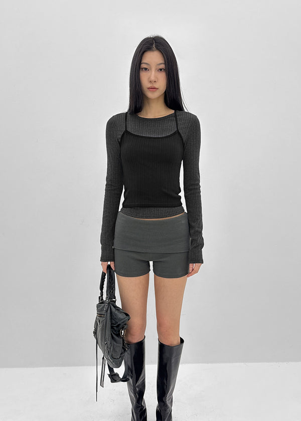 [MADE] Fluffy Layered Ribbed Sleeveless Top (Set Available)