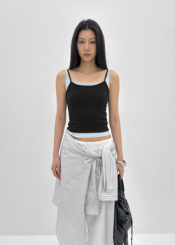 [MADE] Fluffy Layered Ribbed Sleeveless Top (Set Available)