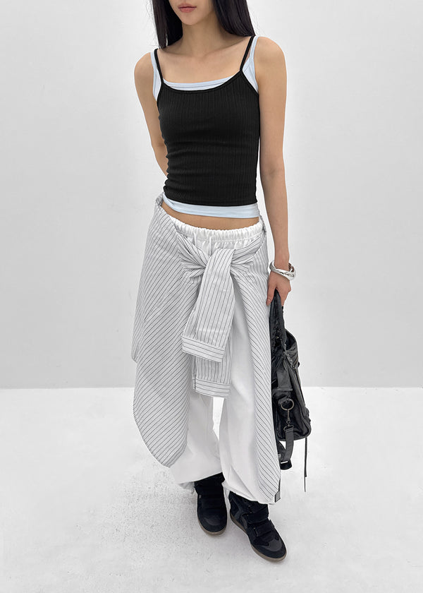 [MADE] Fluffy Layered Ribbed Sleeveless Top (Set Available)