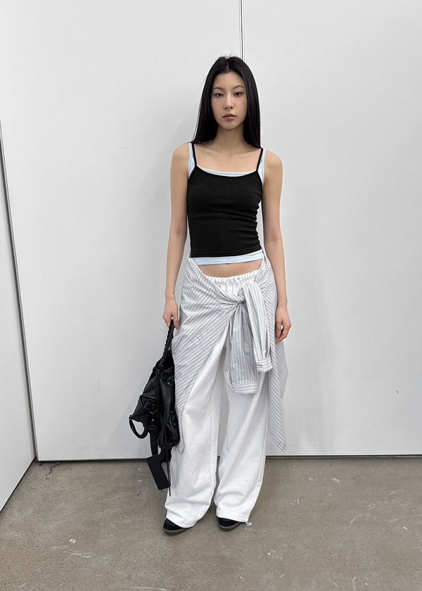 [MADE] Fluffy Layered Ribbed Sleeveless Top (Set Available)