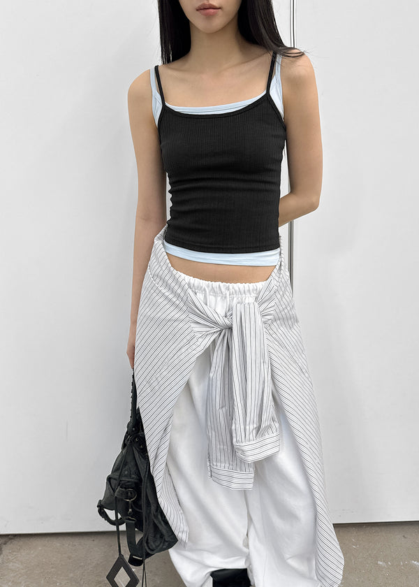 [MADE] Fluffy Layered Ribbed Sleeveless Top (Set Available)