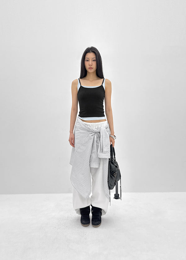 [MADE] Fluffy Layered Ribbed Sleeveless Top (Set Available)