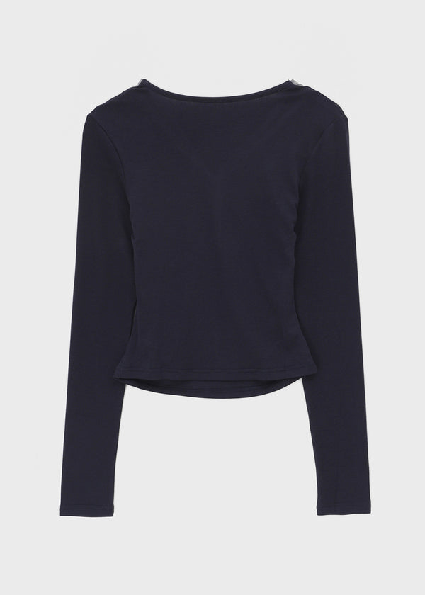 Nuert Button V-neck Layered Long Sleeve T-shirt