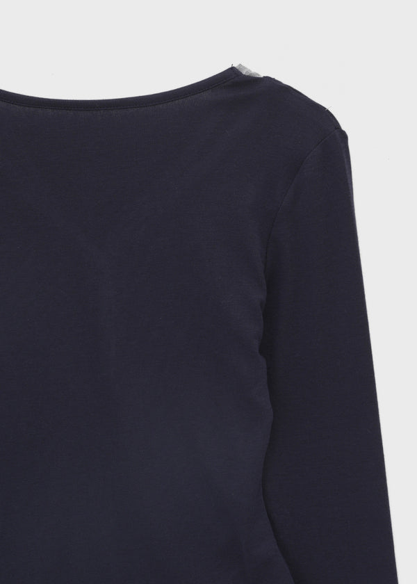 Nuert Button V-neck Layered Long Sleeve T-shirt