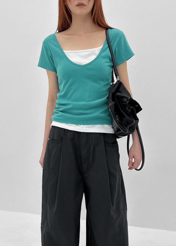 [MADE] Dutsbi Deep V-Neck Short Sleeve Top