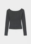Wonshoi Pocket Button Off-shoulder Long Sleeve T-shirt